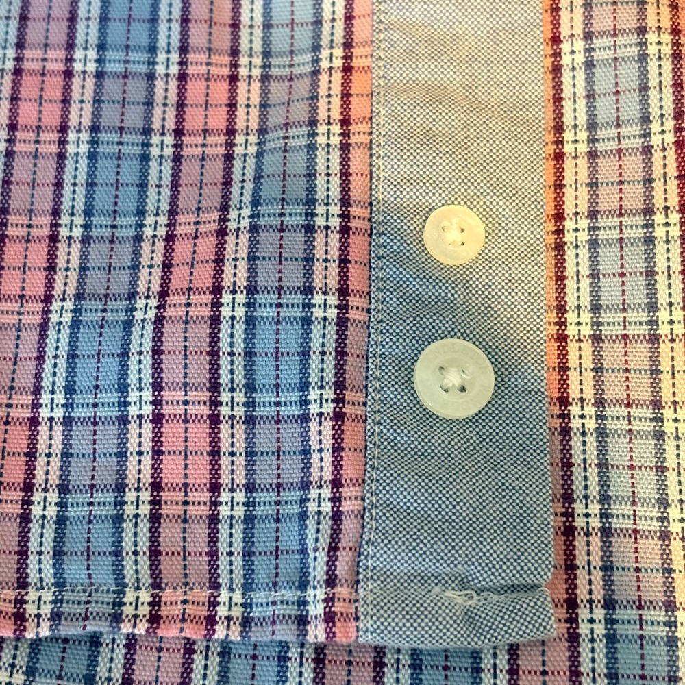 Pendleton Oxford Long Sleeve Button Down Shirt- 100% Cotton-Pink/Blue Size: L - Picture 7 of 7